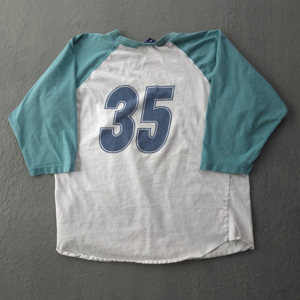 Vintage 90s GAP White Teal Baseball T-shirt XXL 35 Raglan